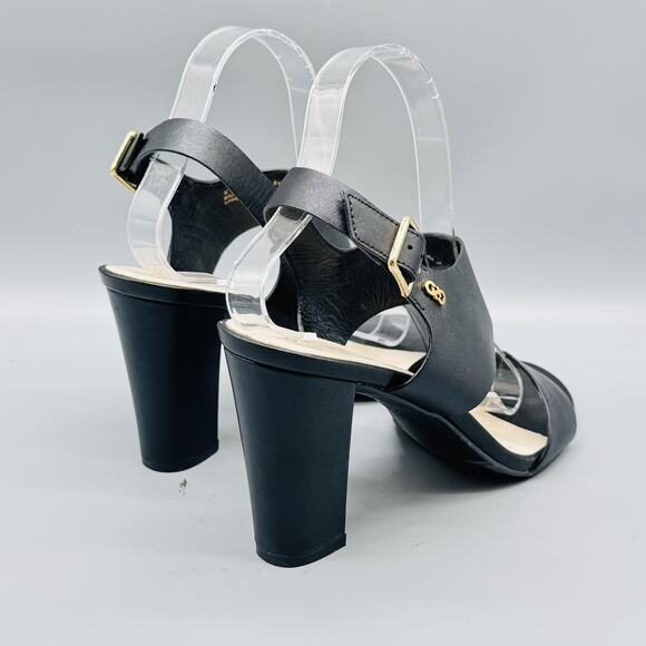 Cole Haan Shoes Women 8.5 Black Leather Grand OS Slingback Sandals Block Heel - Picture 8 of 12